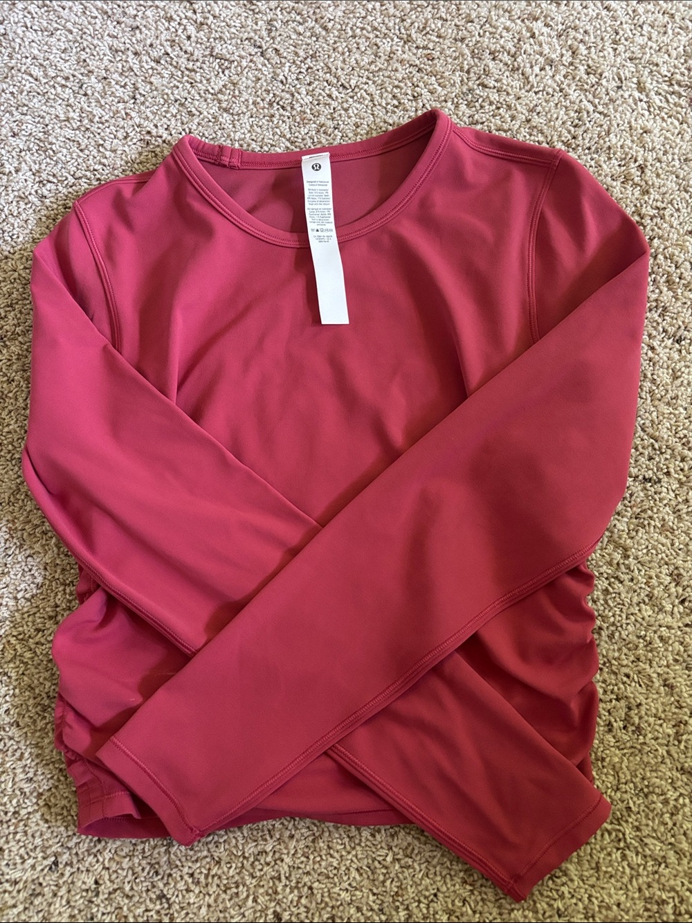 lululemon pink cinched waist crop long sleeve size 6